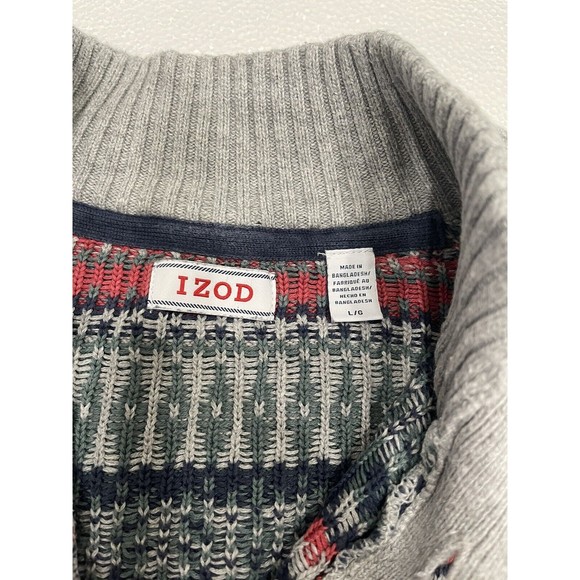 Izod Men's Saltwater Harbor Fairisle Sweater Lt Grey Heather - Large - Picture 5 of 5